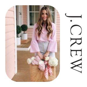 J. Crew Striped Pink Bell Sleeve Blouse
